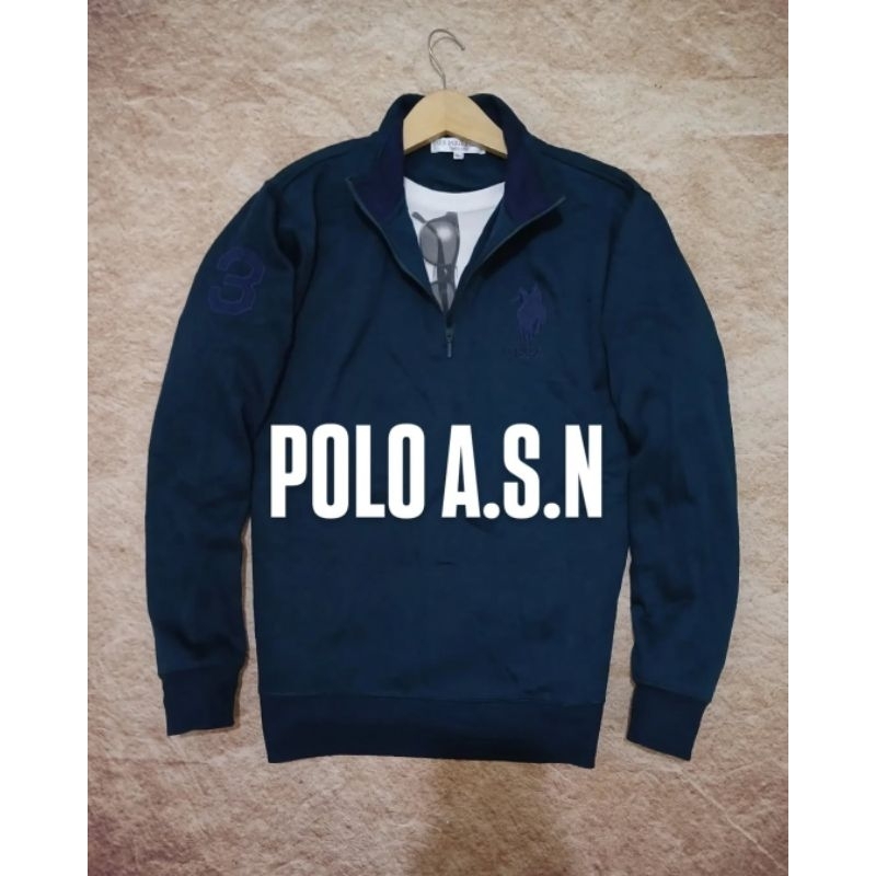 sweater POLO A.S.N halp zip bahan katun keren bekas/second/preloved