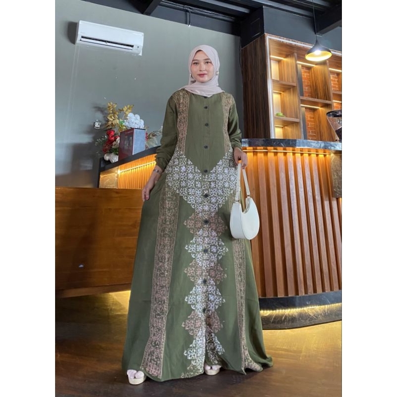 batik mendinggo wanita gamis rayon mutiara