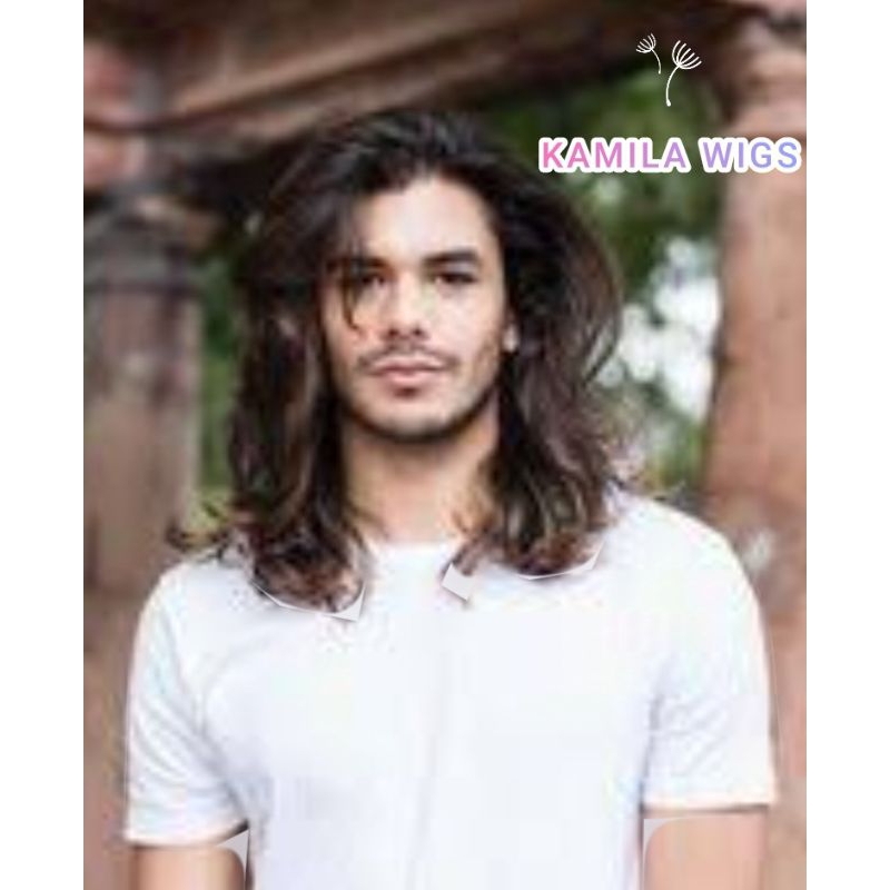 wig pria panjang gondrong premium