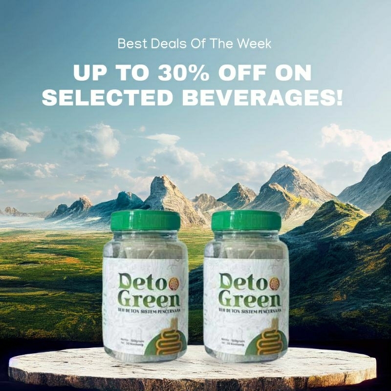 

PROMO TEH DETOX GREEN -PAKET 2 BOTOL{ isi 15 kantong } teh pembersih racun dalam tubuh SEKALIGUS PELANCARAN BAB,MENSTRUASI100%AMPUH