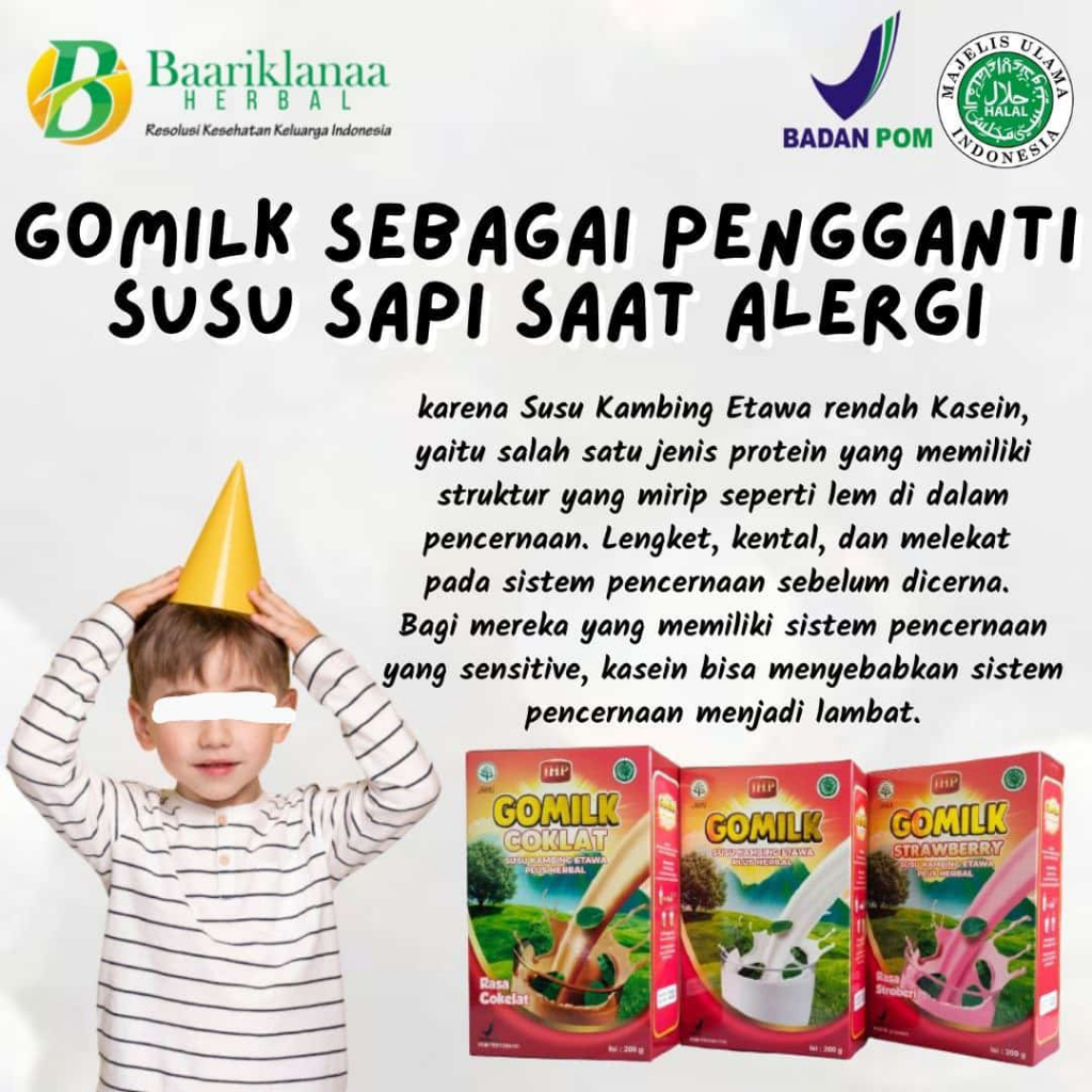 

Pengganti Susu formula Gomilk susu kambing etawa plus herbal