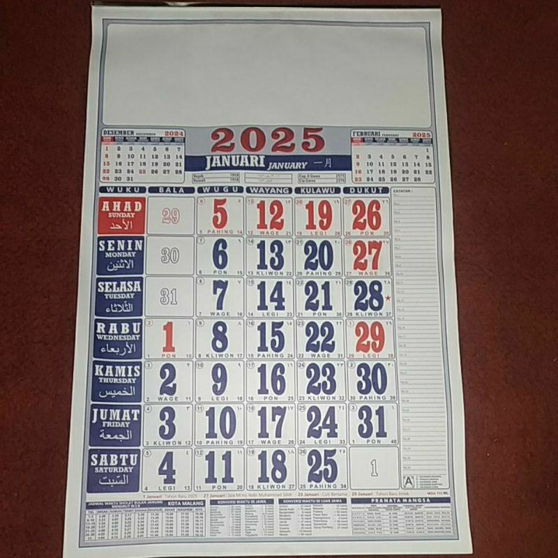 

kalender / almanak 2025 jumbo dan tanggung