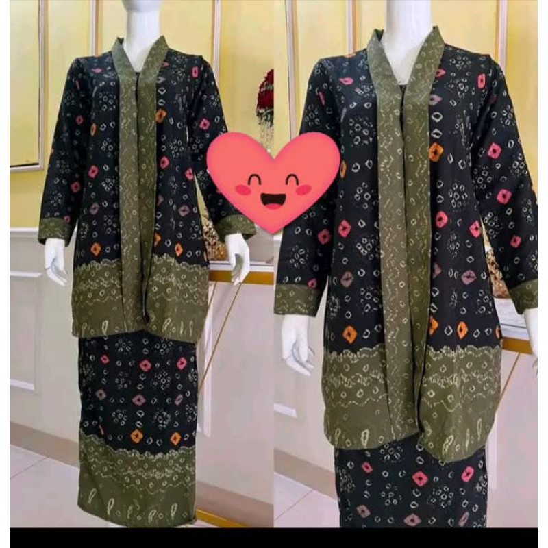 setelan rok jumputan kerak motong