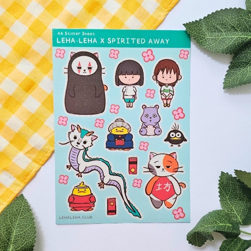 

LEHA-LEHA CLUB - Spirited Away Sticker Sheet A6 | Gemma Cat Soba Duck Ghibli | Cute Journaling Sticker