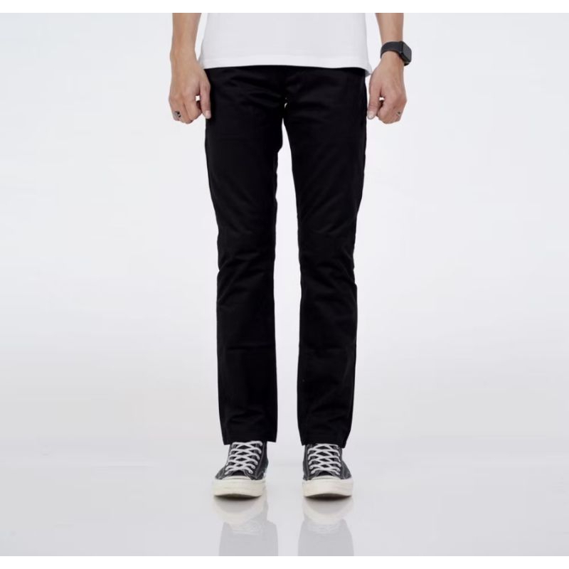 Celana Denim selvadge full black strech slimfit