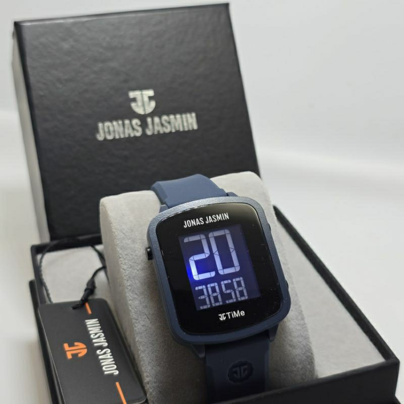 Jam Tangan Wanita JONAS JASMIN 2260 Tali Karet Navy Digital Original