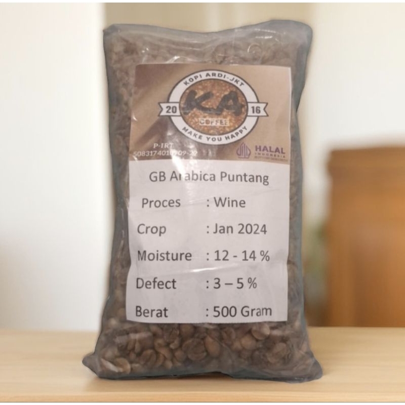 

Biji Kopi mentah/Green Bean(GB) Arabica Gunung Puntang proses Wine (Fermentasi 30 Hari) 500 Gram dan 1 kg