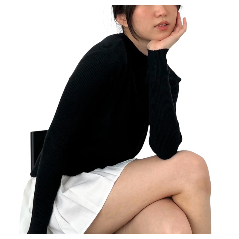 MWAH Scarlet Bodyfit Long Sleeves - Inner Rajut Turtleneck - Atasan Rajut - Atasan Rajut Kerah Tingg