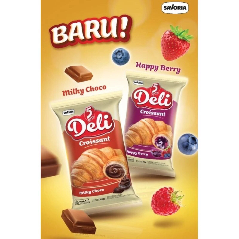 

DELI CROISSANT 45gr RASA MILKY CHOCO dan HAPPY BERRY
