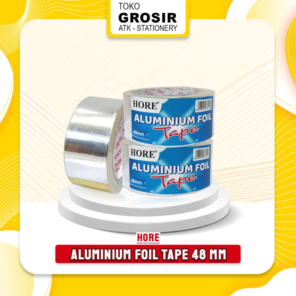 HORE Lakban Aluminium Foil / Aluminium Foil Tape 48 MM Untuk Tambal Panci, Pipa Bocor
