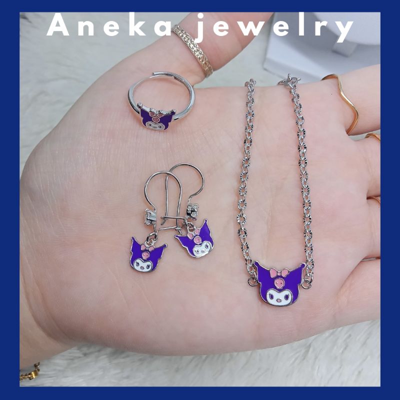 One Set Kalung Anak Karakter Kuromi Gold & Silver, Perak 925