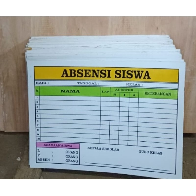 Papan Data Absensi Kelas 60x80xn