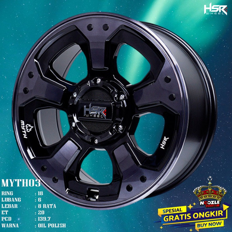 Velg Mobil Fortuner Pajero Hilux Lubang 6 Pelek HSR Ring18 Baut 6 Type HSR MYTH03