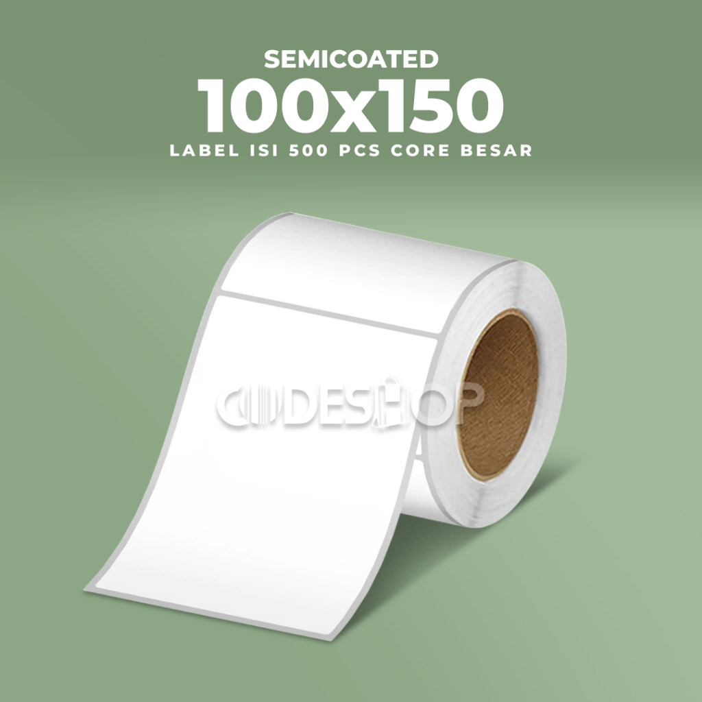 

LABEL PRINTER BARCODE 100x150mm 1 Line SEMICOATED Core Besar