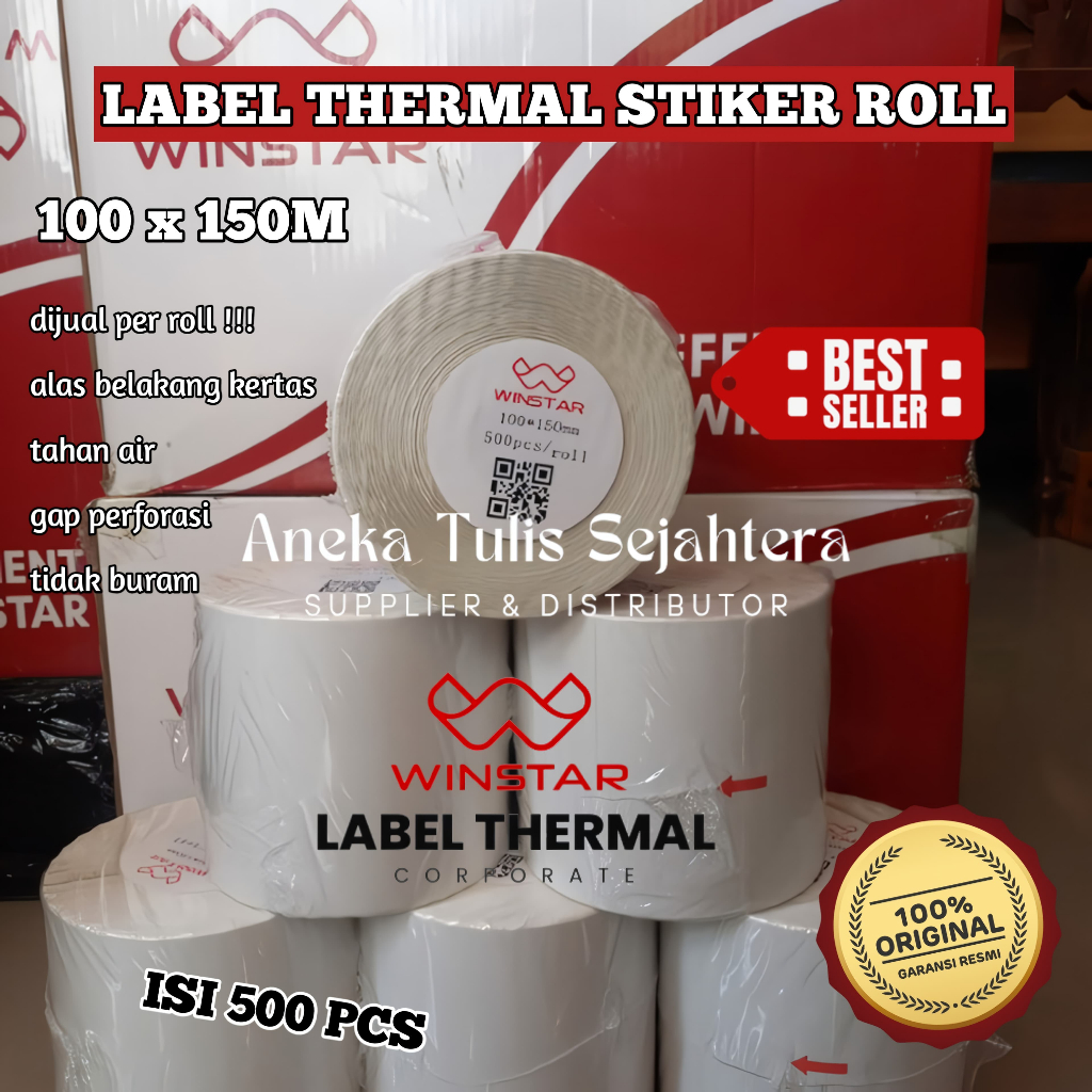 

PROMO SPECIAL !!! Kertas Thermal Label Sticker Winstar 100 x 150 isi 500pcs (DIJUAL PER BIJI) Asli Original