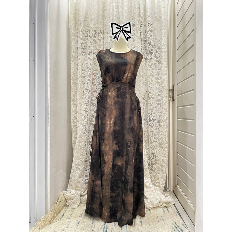 Brown Abstract Overall Dress