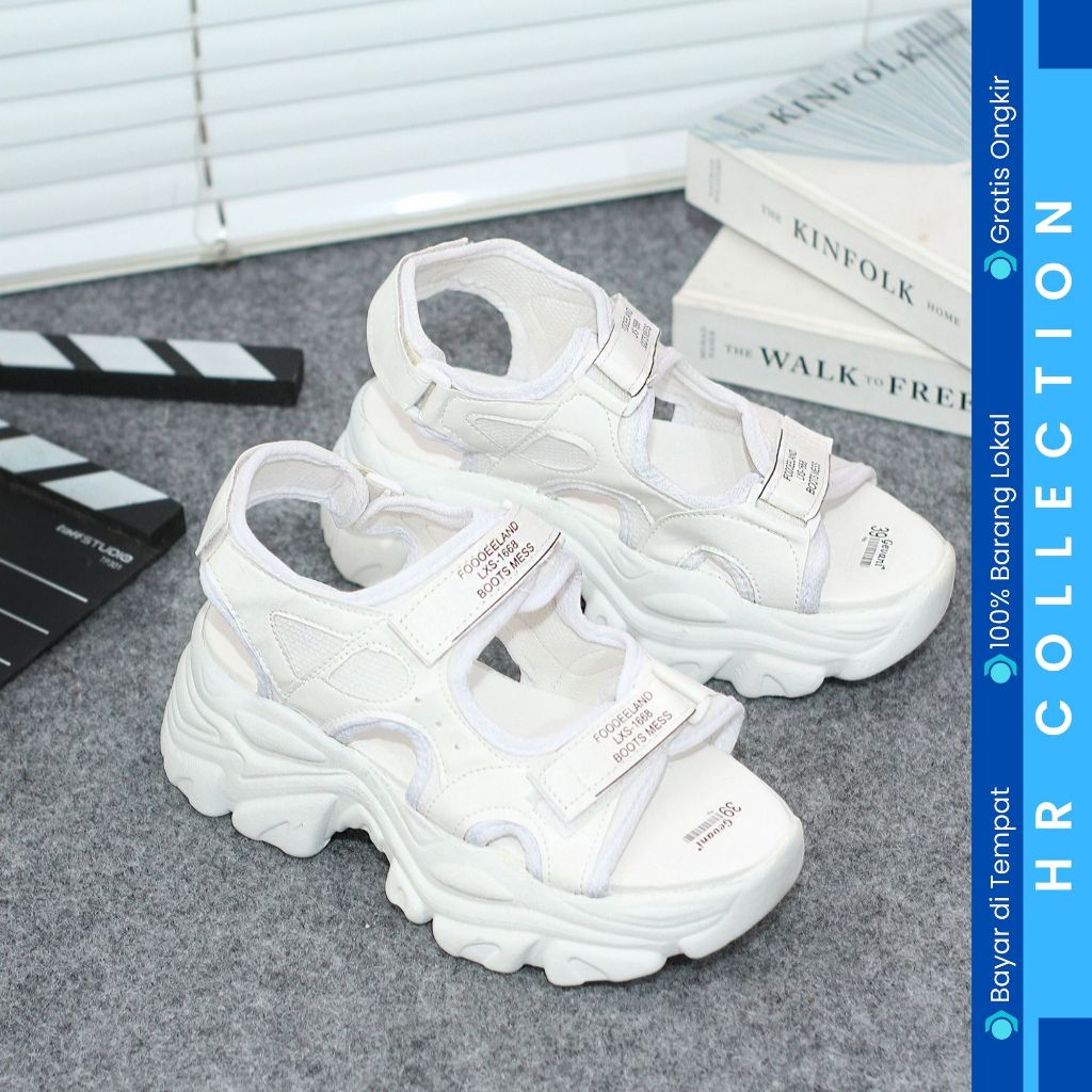 HR COLL - SANDAL GUNUNG WEDGES WANITA MODEL KOREAN STYLE DOUBLE VELCRO BM 502