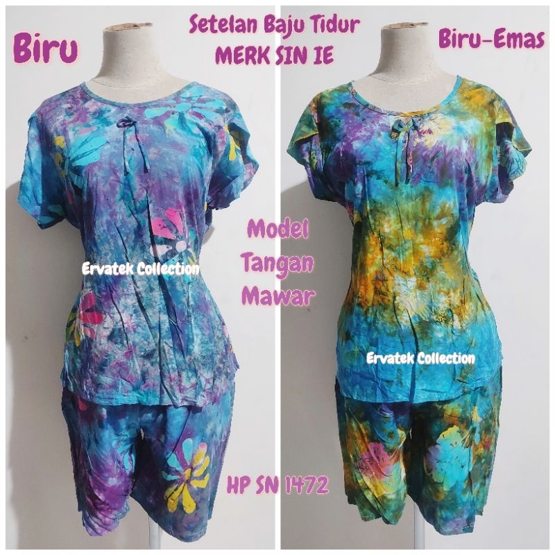 Setelan Sin Ie Hotpants SN 1472 Pita Tgn Mawar / Baju Tidur Batik Halus Homemade Atas Bawah Daster