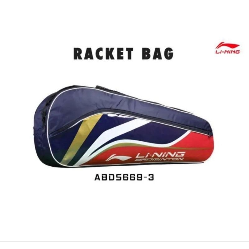 Tas raket Badminton Lining Abd 5669 2R Original Navy Gold