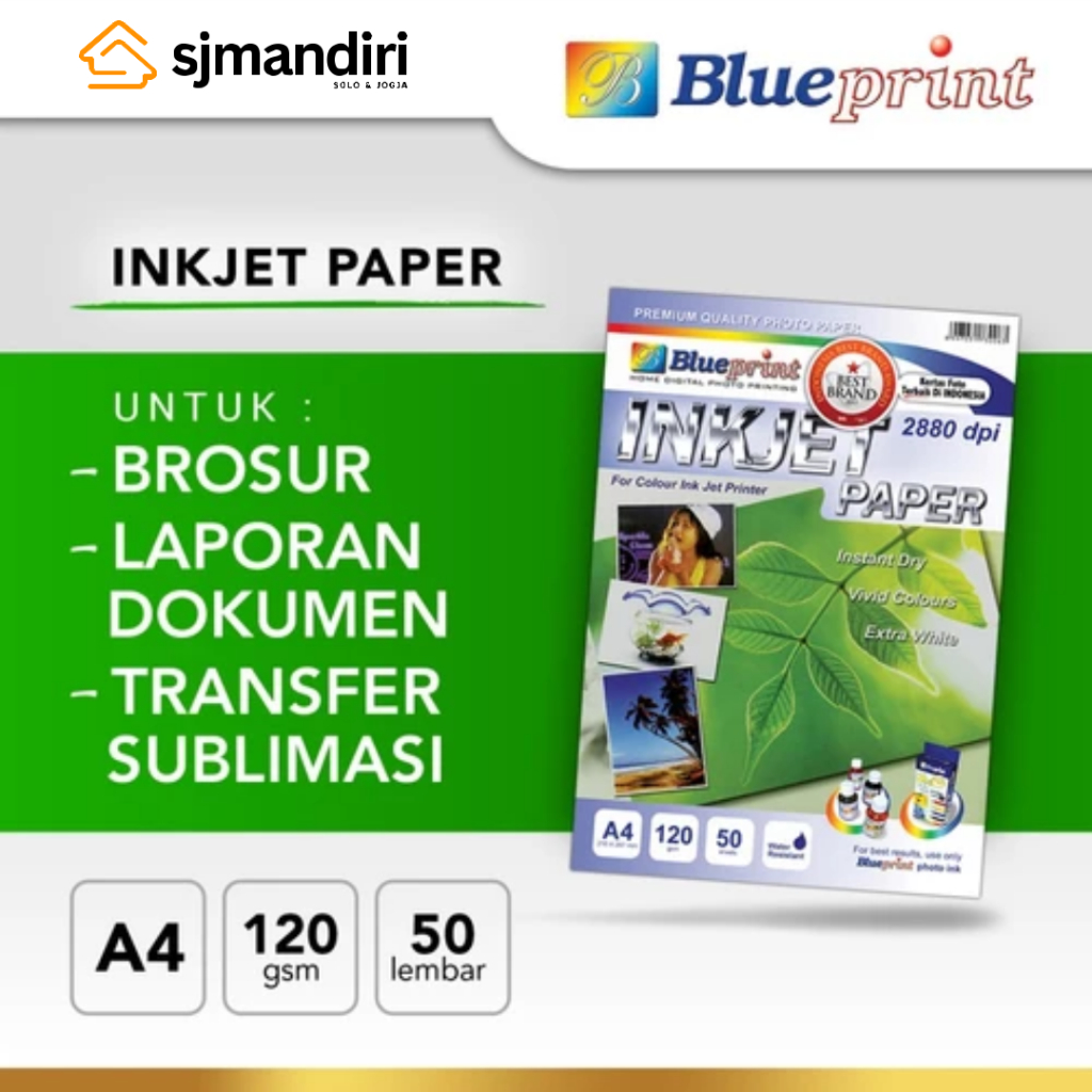 

Blueprint Inkjet Paper A4 120 gsm Kertas Transfer Sublimasi
