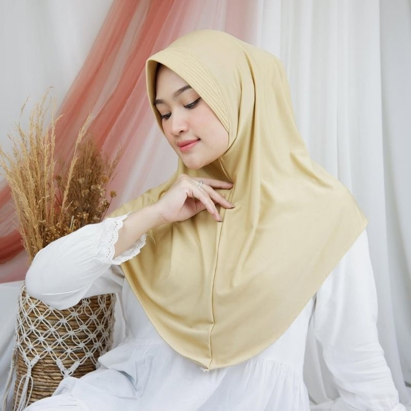 Hijab Bergo Instan Sport Hamidah Jersey Panjang Menutup Dada