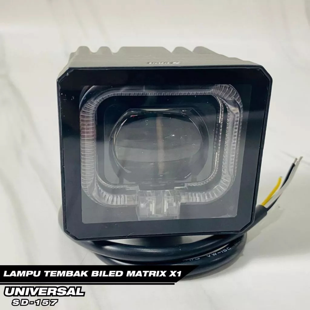 Lampu Tembak Led Biled Matrix X1 Kotak Cut Off Putih Putih Plus Devil Shroud Universal Motor Mobil