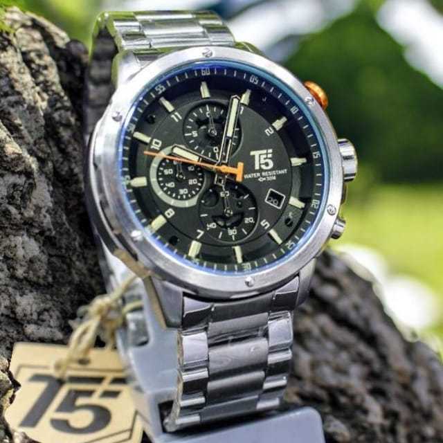 JAM TANGAN PRIA ORIGINAL T5 H 3588G TALI RANTAI CHRONO AKTIF TERRBARU 2023