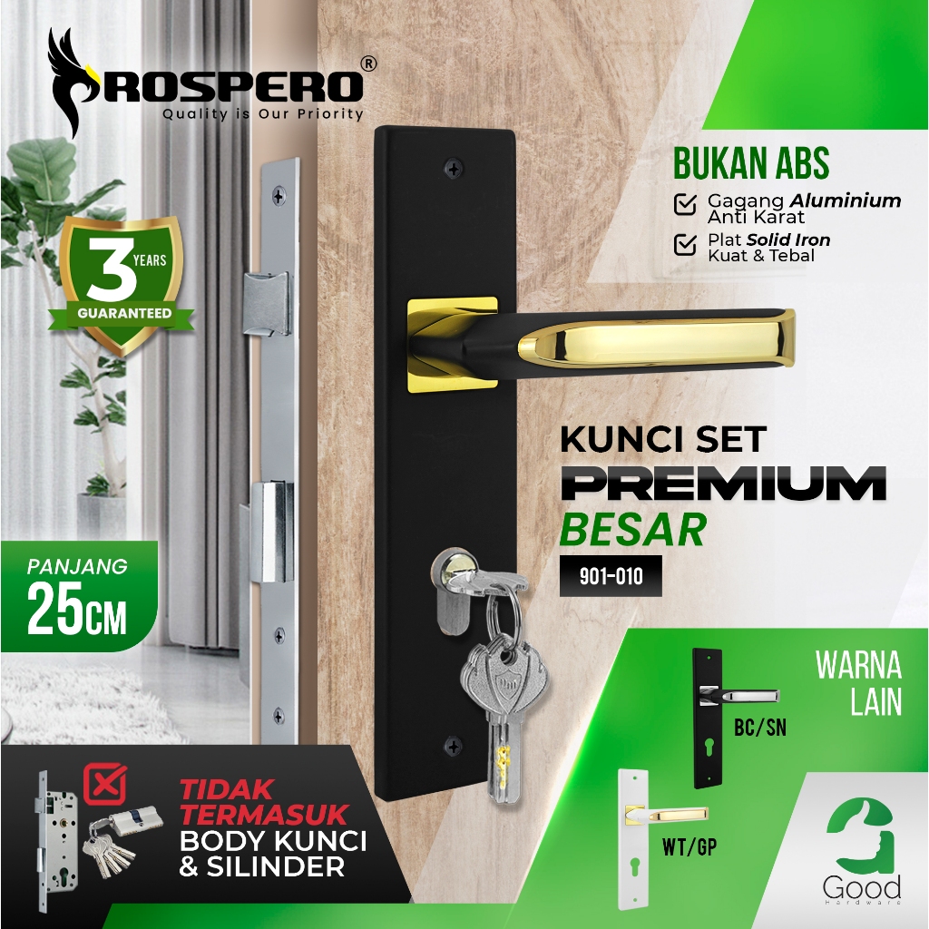 Prospero Handle Kunci Pintu Besar 25cm Hitam Gagang Pintu Rumah Minimalis