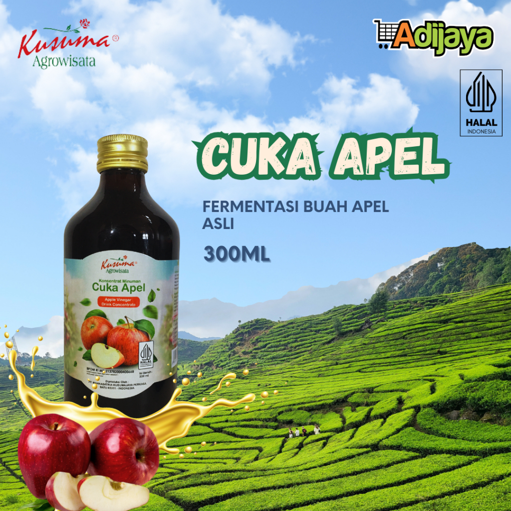 

CUKA APEL KUSUMA - Cuka Apel Premium 300ml Konsentrat Tinggi | Minuman Fermentasi Buah Apel Asli 300 ML