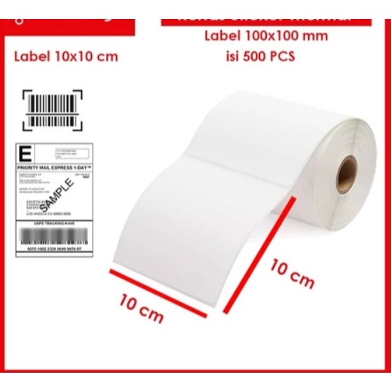 

kertas sticker thermal 100 mm x 100 mm isi 500 pcs Kertas Label Label Barcode 100 x 100 mm Roll