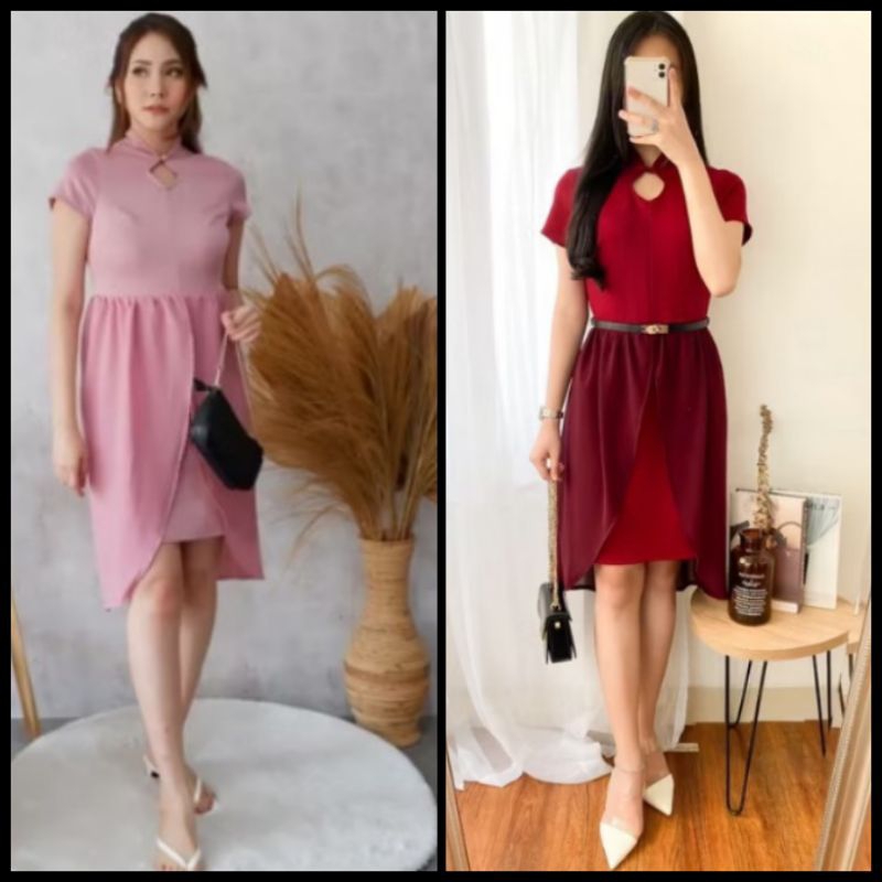 Dress Premium Scuba Kombinasi