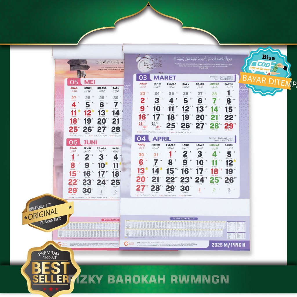 

Kalender dinding 2025 Muslim Gema Insani Calendar Tanggal Tanggalan Harian Aesthetic Tahun Baru Hijriah Hijriyah 1446 masehi calender tembok