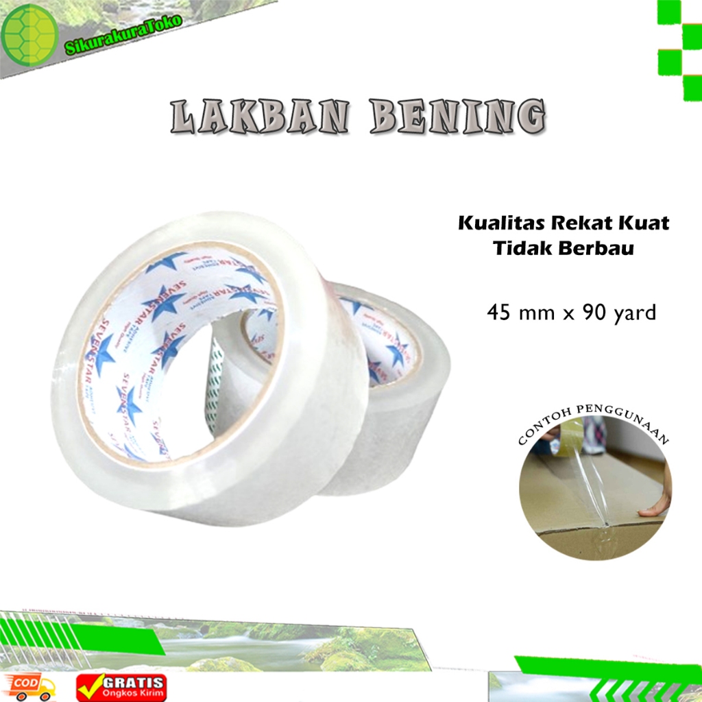 

(SKR) Lakban Isolasi Plester Bening Besar Clear Tape 45mm 2 inch 90 YARD