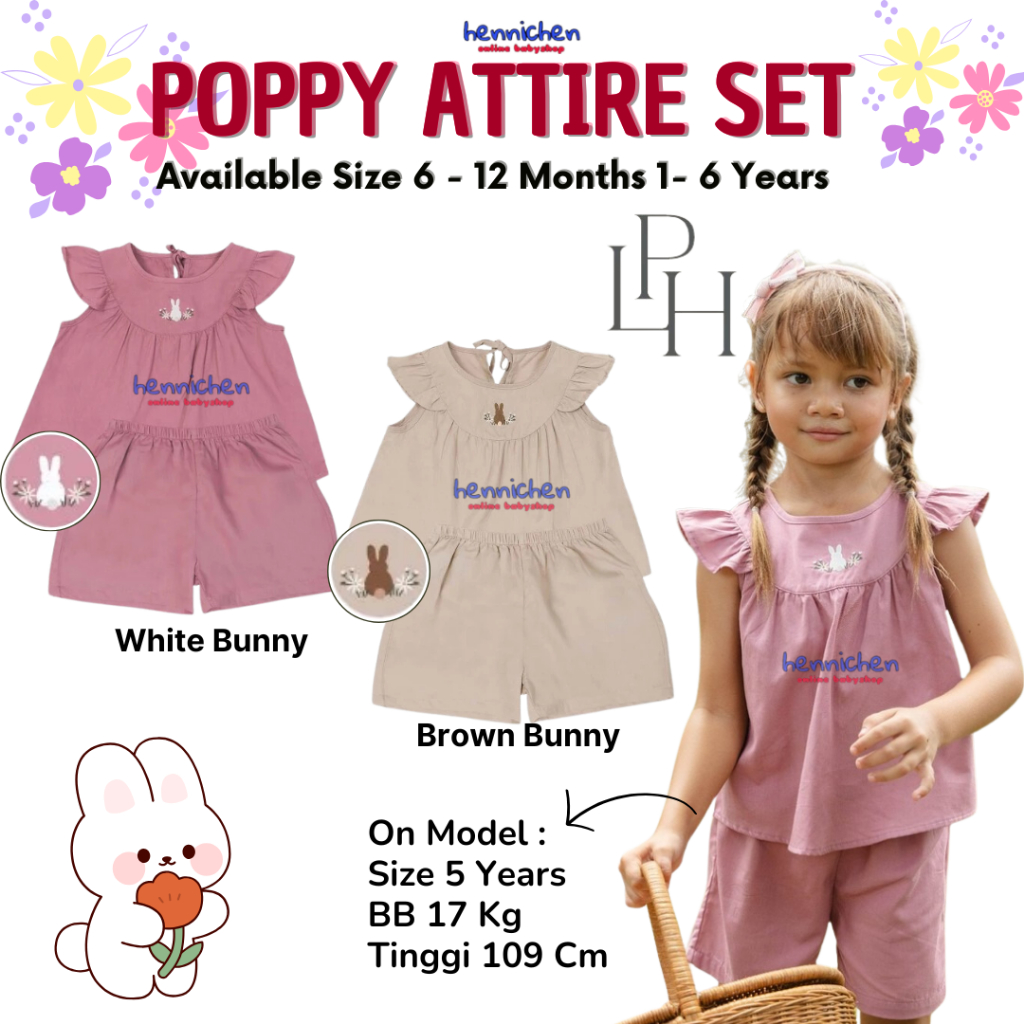 LITTLE PALMERHAUS POPPY ATTIRE SET SETELAN BAJU ANAK PEREMPUAN 6 BULAN - 6 TAHUN