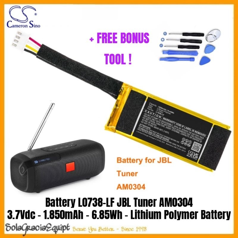 Batre / Baterai / Battery L0738-LF JBL Tuner AM0304 CS-JBT200SL - 3.7Vdc 1.850mAh 6.85Wh