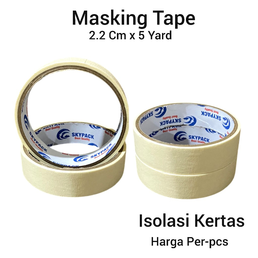 

Masking Tape 2.2 Cm x 5 Yard SKYPACK Isolasi Kertas 2.2 Cm x 5 Yard