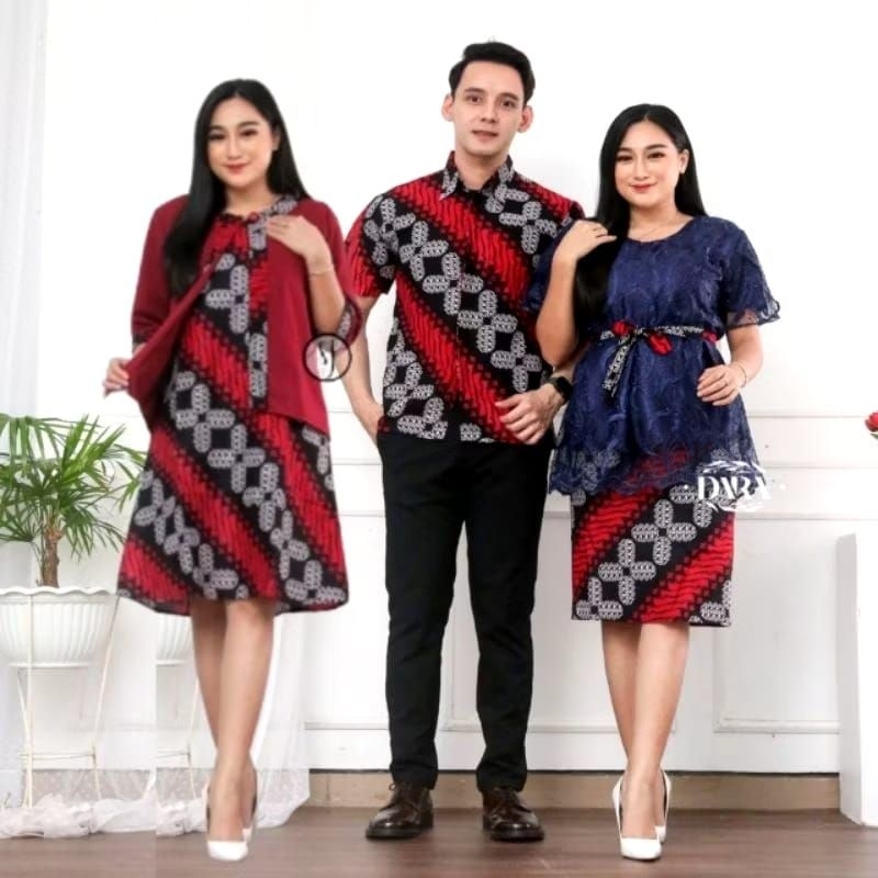 Couple Dress Brokat / Kebaya Brokat Motif Batik Jumbo Ld 116
