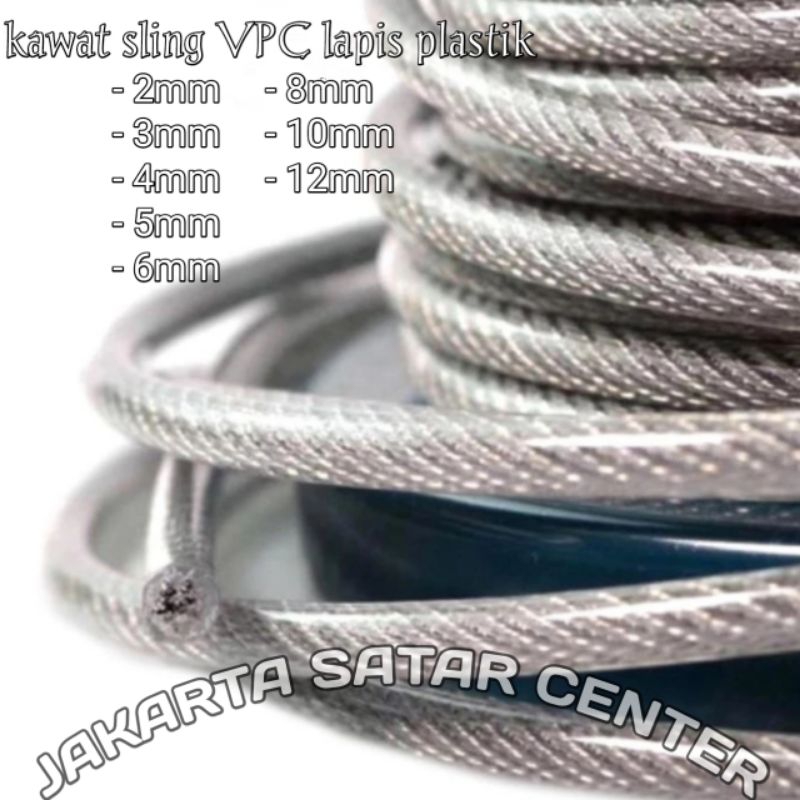 kawat seling baja lapis plastik PVC 8mm 10mm 12mm tali seling baja PVC lapis plastik