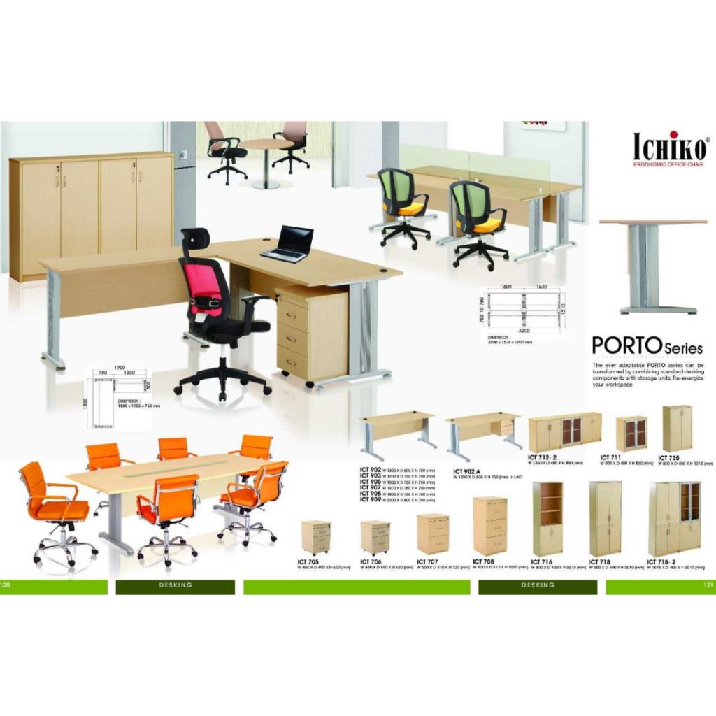 Meja Kantor Ichiko PORTO ICT 705 ICT 706 ICT 707 ICT 708 ICT 711 ICT 712 - 2 ICT 716 ICT 718 ICT 718