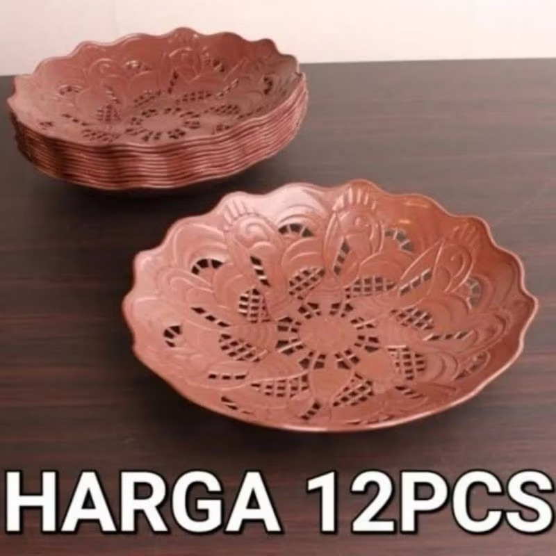 [1 LUSIN] PIRING ROTAN BUAH ANYAM BAHAN PLASTIK TEBAL BERKUALITAS PIRING PLASTIK NAMPAN PLASTIK CORA