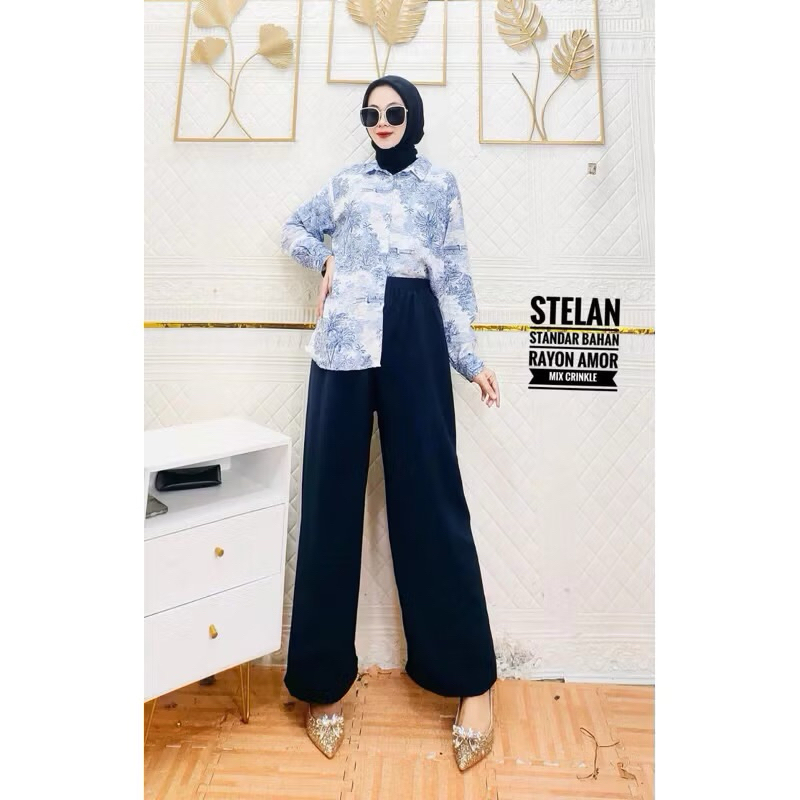 Setelan Wanita kekinian Bahan Rayon Premium  Setelan Motif Rayon Premium