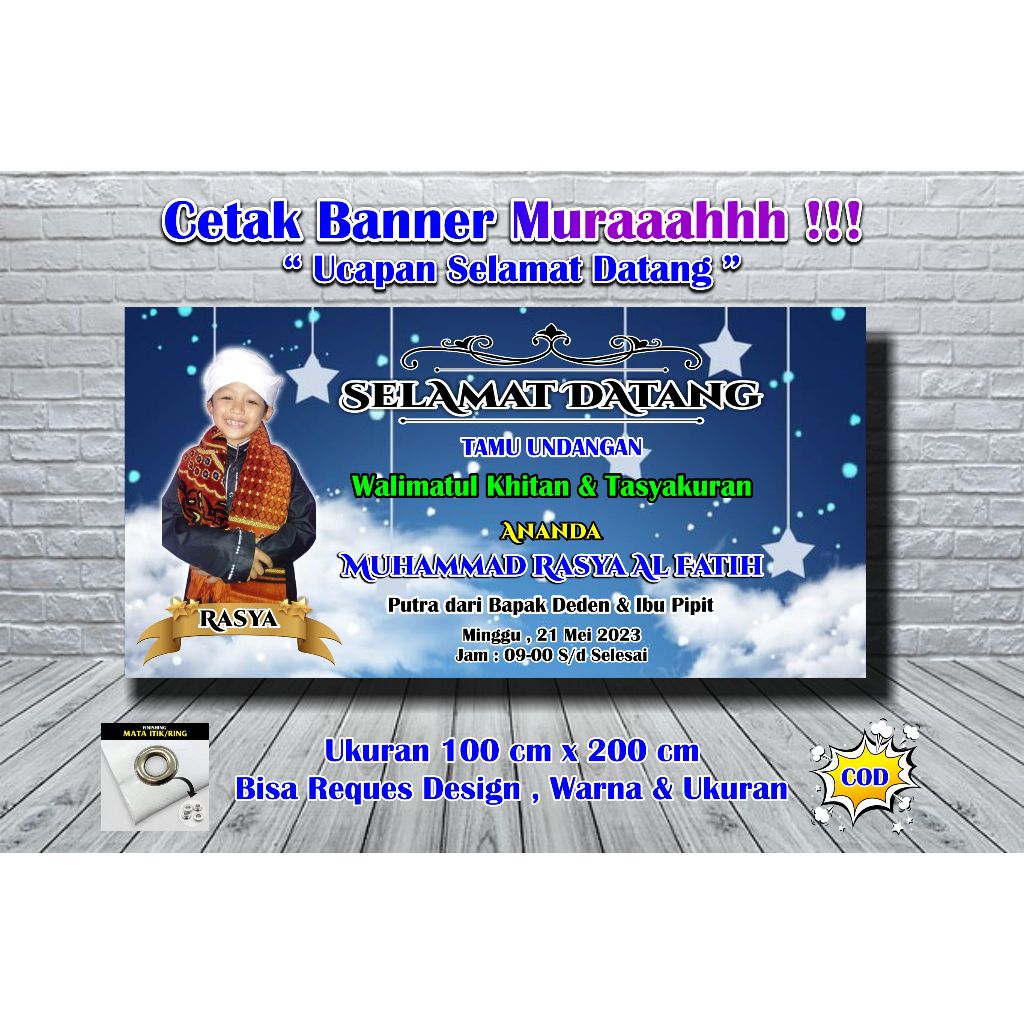 Spanduk Banner Khitanan Ukuran 2 meter x 1 meter