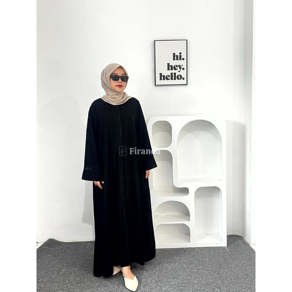 Firanda Abaya Salamah Jetblack - Gamis Basic Hitam Pekat Syar'i Wanita Remaja Dewasa