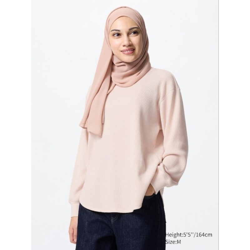 UNIQLO Kaos Tshirt Waffle Kerah Bulat Lengan Panjang XXL 3XL DIJAMIN Original SALE MURAH