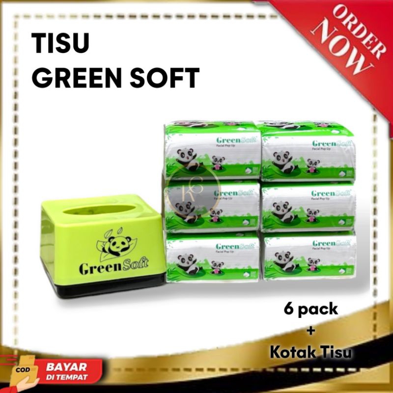 Tisu Green Soft Isi 6/Tisu Murah/Tisu 1 Pack isi 6 Tisu Free Kotak/Tisu Paket Hemat Kecil Murah