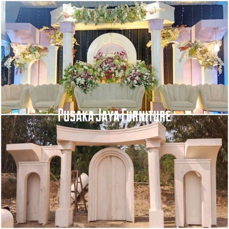 Backdrop Dekorasi Pelaminan Triplek