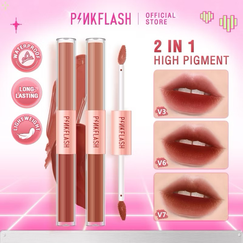 PINKFLASH 2 in 1 Dual Ended Liquid Lipstick Ombre lips