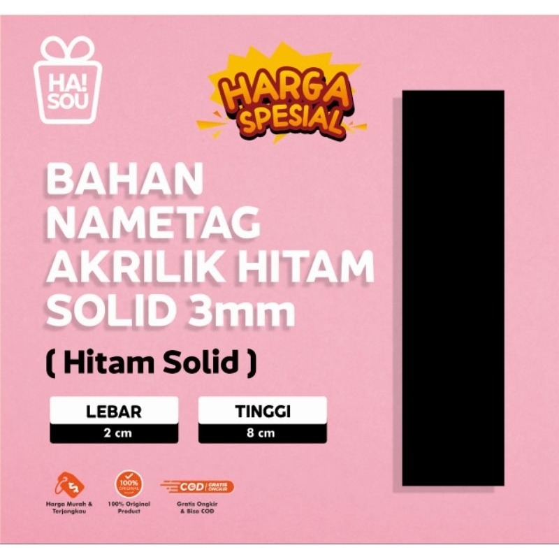 

HAISOU Bahan Nametag Akrilik Hitam 3mm