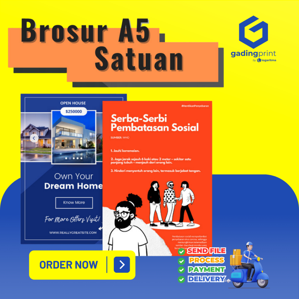 

Cetak Brosur Flyer A5 - HVS/Art Paper/Art Carton | Min. 8 Pcs | Print 1/2 Sisi