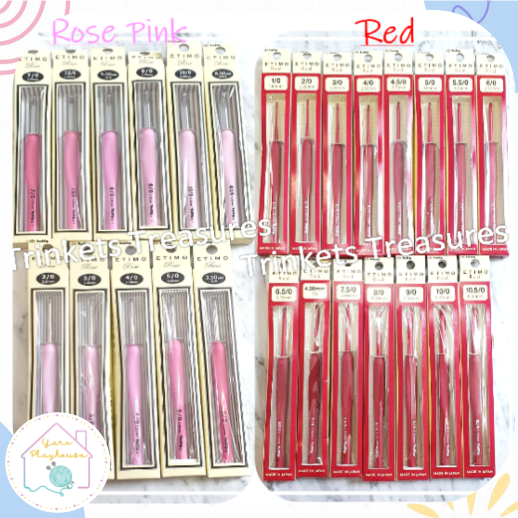 Jarum Rajut Tulip Etimo Red Etimo Rose Pink Hakpen Tulip Etimo Merah Crochet Hook Alat Rajut